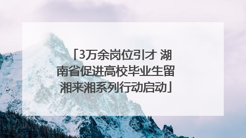 3万余岗位引才 湖南省促进高校毕业生留湘来湘系列行动启动