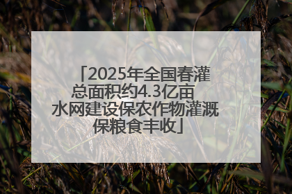 2025年全国春灌总面积约4.3亿亩 水网建设保农作物灌溉 保粮食丰收